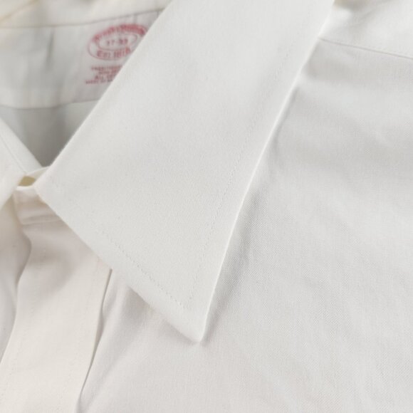 Brooks Brothers All Cotton Point 17 33 Traditional Non-Iron White Button Up Men - Picture 7 of 16